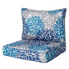 JMKaixin Outdoor Seat/Back Deep Chair Cushion Set for Patio Furniture - Lounge Chair Cushions with Zipper - Water-Resistant Patio Chair Cushions 24x24