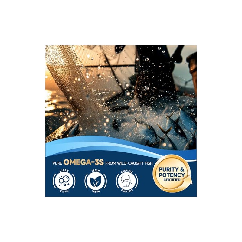 ZEBORA Aceite de pescado Omega-3 de triple potencia 2000 mg