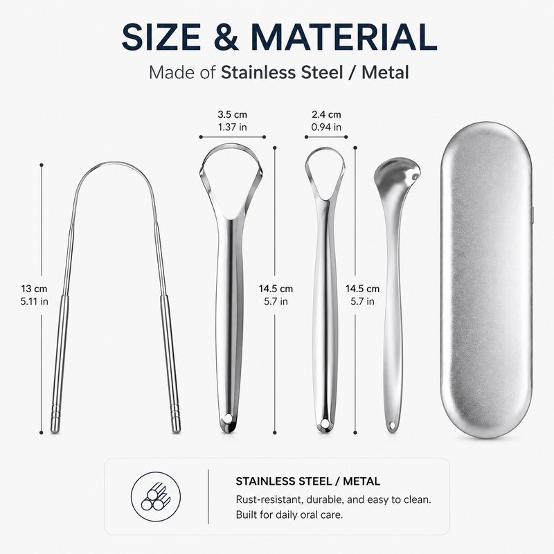 Stainless Steel Tongue Scraper for Daily Oral Care – Spoon-Shaped