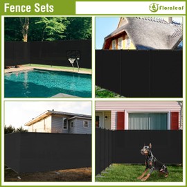 FLORALEAF 6'x5' Outdoor Privacy Fence with Iron Poles Rails Dog Fence for Garden Patio Backyard Yard Temporary Safety Barrier Chicken Metal Fence with Spikes, Black