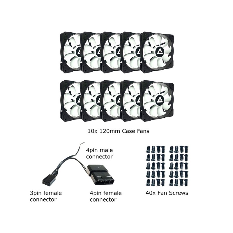 Apevia 1012S-WB 120mm 4pin Molex & 3pin Motherboard Black/White Silent