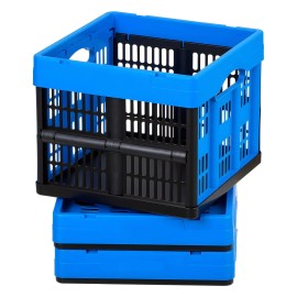 25L Plastic Collapsible Storage Bins 3 Pack Stackable Folding Storage Crates Handles Foldable He Fabric Baskets Bins Holds BinDefault: Default