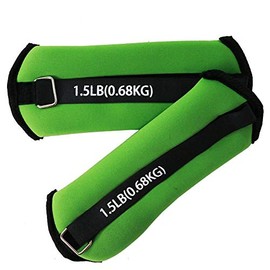 Fuxion Set of 2 3 lb Wrist Arm Leg Adjustable Strap|2 Ankles 1.5lb per Weight, Set 2 pz, Green