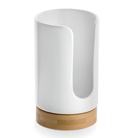 Viosuniu Ceramic Bathroom Cups Dispenser - 3-5 oz Disposable Paper & Plastic Bathroom Cups Holder - Mouthwash Cups Dispenser for Bathroom, Guest Toiletries, Countertop, Coffee - BPA Free (White)
