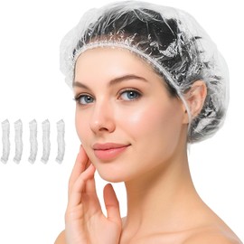 Homrelaxy 150 Pcs Disposable Shower Caps - Clear Plastic Hair Caps for Women, Large, Waterproof Bath Cap for Travel & Salon Use(150)