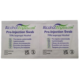Pre-Injection Swabs by AlcoholWipes.COM, 70% Isopropyl Alcohol (IPA), 200 Swabs/Wipes