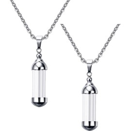 2pcs Vial Necklace Glass Vials Mini Glass Bottles Necklace Pendants for Jewelry Making