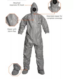 DuPont Tychem F 6000 Hazmat Coverall Respirator Fit Hood and Boots 7 SIZES BONUS