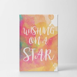 Smile Art Design Wishing on a Star Unicorn Quote Wall Decor Watercolor Paint Unicorn Gift CANVAS PRINT Kids Room Decor Wall Art Baby Room Decor Nursery Decor Ready to Hang Made in the USA- 17x11