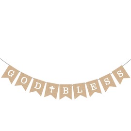 Kabwea God Bless Banner, Versatile and Elegant Design for My First Communion, First Communion Decorations and Christenings, Environmentally Friendly and Durable