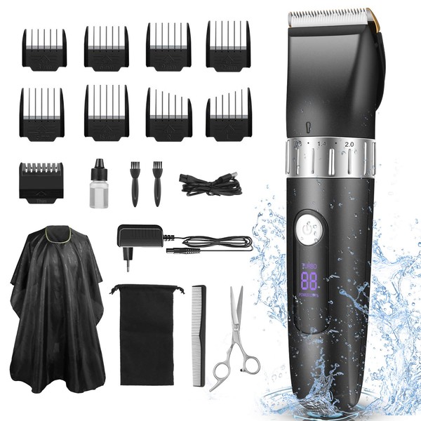 Mens Hair Clipper Grooming Kit, 19PCS in One Men Hair Trimmer Mustache Body Groomer Detail Trimmer for Nose Ear Facial Body Hair, Waterproof, Dual Charge, Beard Trimmers for Home Barber Salon