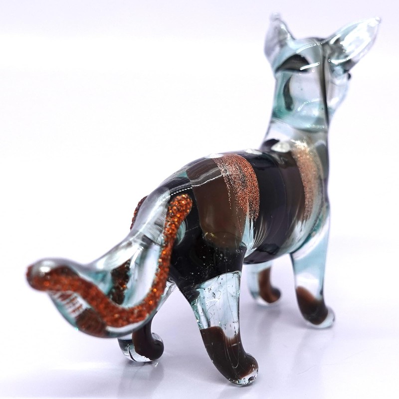Sansukjai Fox Tiny Miniature Hand Blown Glass Art Figurines Animals