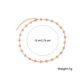 FUTIMELY Daisy Flower Choker Necklace for Women,14K Gold Plated Minimalist Floral Flower Delicate Fashion Spring Choker Necklace Jewelry Gift for Women (Pink Flower)