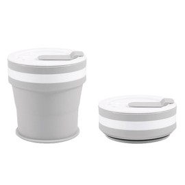 TerraShine Folding Cup, 11.8 fl oz (350 ml), Portable Coffee Cup, With Lid, Insertable Straw, Foldable, Extendable, Storeable, Heat Resistant, Multifunctional, Convenient, Lightweight, For School or