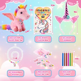 EUCOCO 3 4 5 Year Old Girl Gifts, Unicorn Gifts for Girls Toys Age 3 4 5 Unicorn Toys for 3 4 5 6 7 8 Year Old Girls Unicorn Plush Toys Set for Kids Toys Age 3-8 Easter for Girl