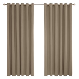 Deconovo Deconovo Taupe Curtains, Super Soft Thermal Insulated Eyelet Blackout Curtains for Bedroom, 90 x 90 Inch(Width x Length), Taupe, 2 Panels