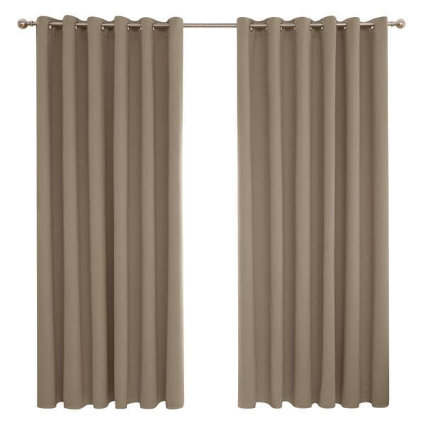 Deconovo Deconovo Taupe Curtains, Super Soft Thermal Insulated Eyelet Blackout
