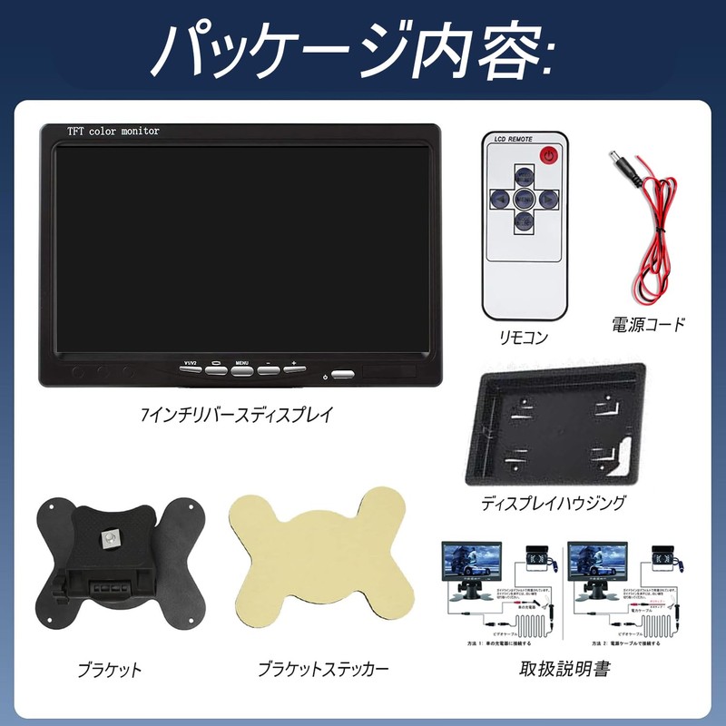 Stynxro 7 Inch Car Monitor, On-Dash Monitor, Backlight Function, Back