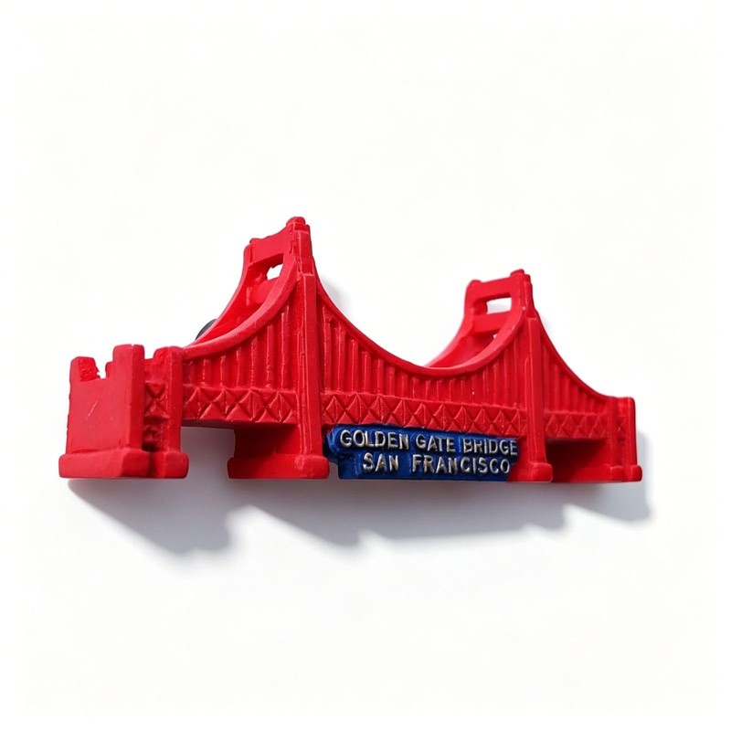 3D Golden Gate Bridge Fridge Magnet, San Francisco Souvenir, Red