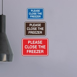 Signs ByLITA Classic Framed Please Close The Freezer Door or Wall Sign | Eco-Friendly Home Sign (Blue) - Large