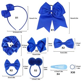 45Pcs Royal Blue School Girls Hair Accessories Kit Royal Blue Bow Headband Hair Clips Ponytail Holder Bow Hair Barrettes,Hair Accessories for Girl Birthday Gift