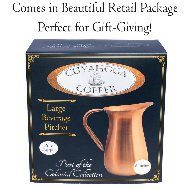 Cuyahoga Copper 100% Pure Copper Beverage Pitcher – 64 oz