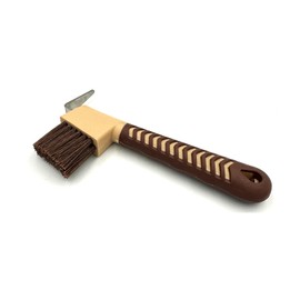 Hoof Pick for Horses Donkey Goats with Brush Gel Handle Hoof Care Scraper Picker Made of Stainless Steel (Cappuccino Mocha Beige)