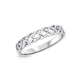 DTPsilver® 925 Sterling Silver Ring - Thin Band with Celtic Knot - Eternal Love Knot - Celtic Collection - Various Designs