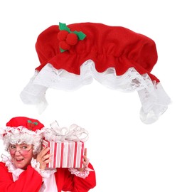 rericonq Christmas Mrs Claus Costume for Women Mrs Claus Hat Old Lady Wig Granny Glasses and Hair Net for Cosplay Party (Only Hat)