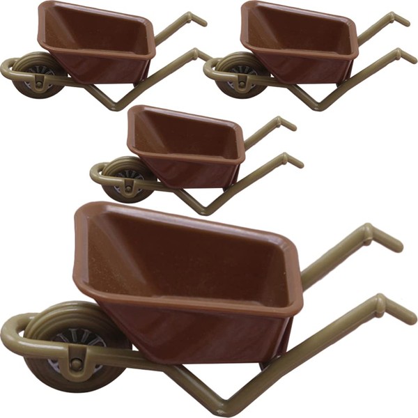 jojofuny 4 Pieces Miniature Wheelbarrow Model Dollhouse Mini Cart Wheelbarrow Toy Tiny Cart Furniture Accessories