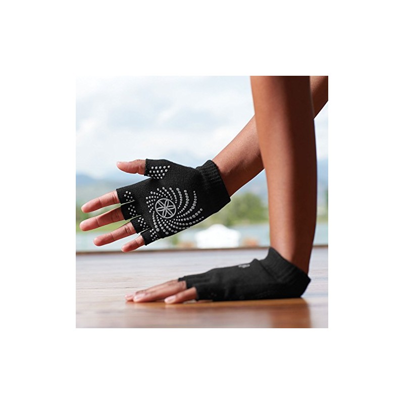 Gaiam Grippy Yoga Gloves, Black/Grey