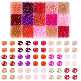 Beadthoven 1800Pcs Faceted Rondelle Beads 4mm Pink Briolette Crystal Glass Beads Mixed Color Rondelle Spacer Beads Electroplate Glass Loose Beads for Jewelry Making DIY Bracelet Necklace Earrings