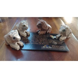 Carved Natural Dolomite Stone 1.25" Spirit Animal Lion Courage