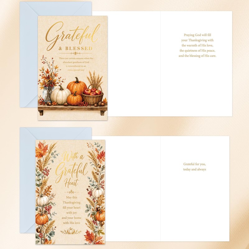 FLYAB 24 Pack Religious Thanksgiving Cards for Family Teachers Employees