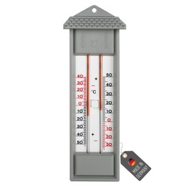 Lantelme Minimax Thermometer in Grey Temperature Display of Maximum Values and Lowest Values | Minimal Maximum Analogue Temperature Meter for Household Garden Greenhouse Garden Thermometer Outdoor