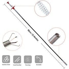 フレキシブルグラバー ピックアップツール 4つの爪付き 折り曲げ可能な排水管オーガー ゴミや髪の毛をドレッジドレイン、シンク、トイレに (35インチ/90cm)…