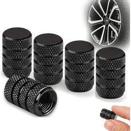 5 Pcs Tapones para Llantas, Tapas de Válvula para Neumáticos, Accesorios para Auto, Aluminio Anodizado Anticorrosión, Universales para Coches, Camiones, Motos, SUV, Bicicletas (Negro)