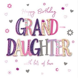 Beautiful Handmade Female Birthday Card from The Stunning More Than Words Range - Granddaughter - Flowers and Hearts Embellished with Glitter, Foil and Sequins - Greeting Card for Her (TP-MWER0126)