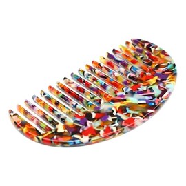 QinGoo Acetate Wide Hair Comb Tooth Comb Women's Hair Comb 1 Piece (11.8 cm x 6.2 cm, Tropical)