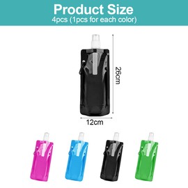 ZORVUJI Foldable Water Bottle 480 ml with Carabiner, Reusable Water Bottle for Hiking, Travel, Cycling, Unisex, Adults, BPA-Free, Space Saving and Lightweight
