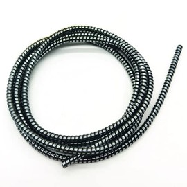 Protector Espiral Estilo Metalico Brillante Cubierta Cable/Protector de Auriculares/Protector Cable de Datos/Funda para Alivio de tensión, 140 cm (Negro)
