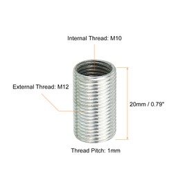 PATIKIL M12 to M10 Thread Adapters Sleeve Reducing Nut, 10 Pack 20mm Screw Conversion Nut Threaded Tube Coupler Connector Pipe Fitting