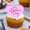 6x Mother's Day Acrylic Cupcake Toppers - Heart Shaped Gold