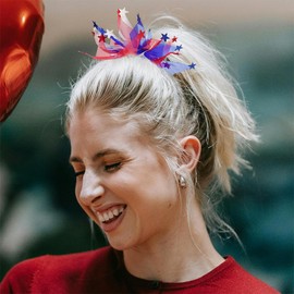 MADISON TYLER American Hair Ties for Women | Red White and Blue Hair Elastic No Damage 2 Pcs | 4th of July Patriotic Ponytail Holders Hair Accessories