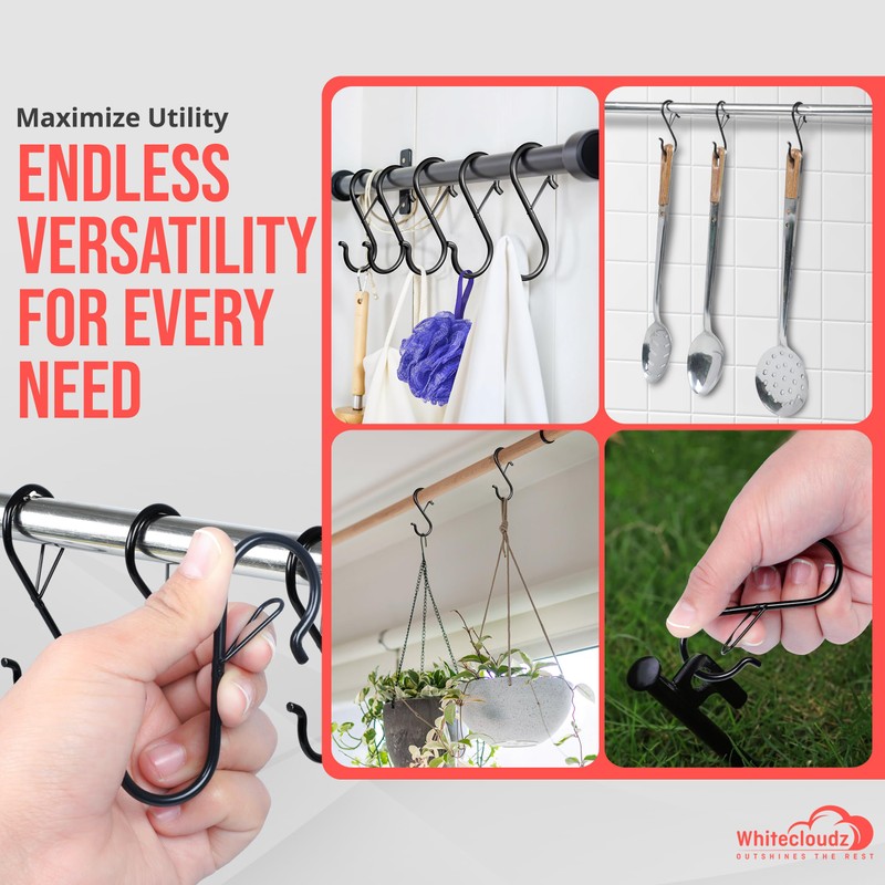 WHITECLOUDZ 10Pack Heavy Duty S Hooks for Hanging with Safety