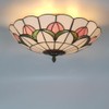 Xinyeal Tiffany Style Ceiling Light 16 Inch Stained Glass Flush