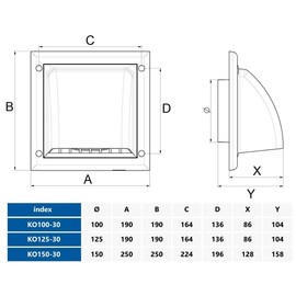 Ducting Cowled Gravity Flap 150mm / 6" Outlet Cowl Air Vent Grille with Non Return Valve / Backdraft Shutter KO150-30