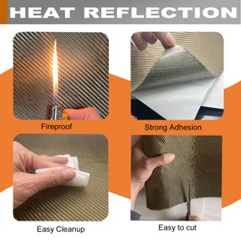 Titanium Thermal Barrier Adhesive Backed Heat Blanket Heat Shield Mat 12'' X 47'' for wall behind grill, fireplace kitchen cabinet 2500 Degrees Fire Pit Mat Fireproof Grill Pad