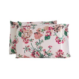 WBYCOTBED 2 Pack Queen Satin Pillow Case with Envelope Closure Floral Printed Silky Microfiber Pillowcases for Hair and Skin 20x30 Inches