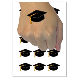 Graduation Cap Hat Temporary Tattoo Water Resistant Fake Body Art Set Collection - 54 1" Tattoos (1 Sheet)